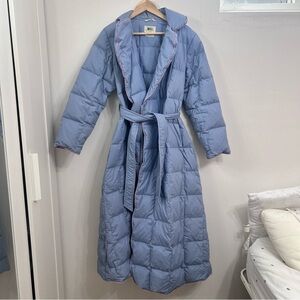 Vintage Eddie Bauer REI goose down jacket/robe purple with pink trim